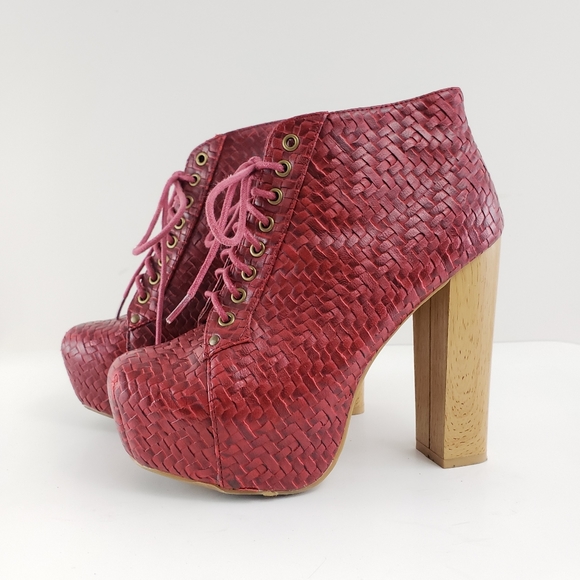 Shoedazzle Abbie Red Woven Platform Boots - Picture 1 of 7